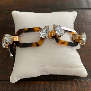 Tortoise and rhinestone statement gold bracelet